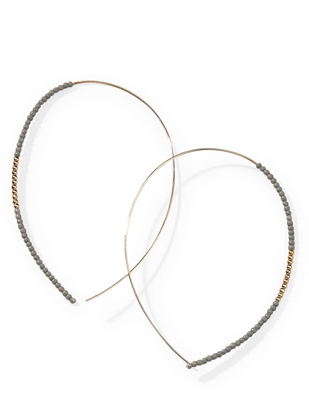 Park Lane Collins Gold Wire Hoop Earrings with Gray Beads 3”